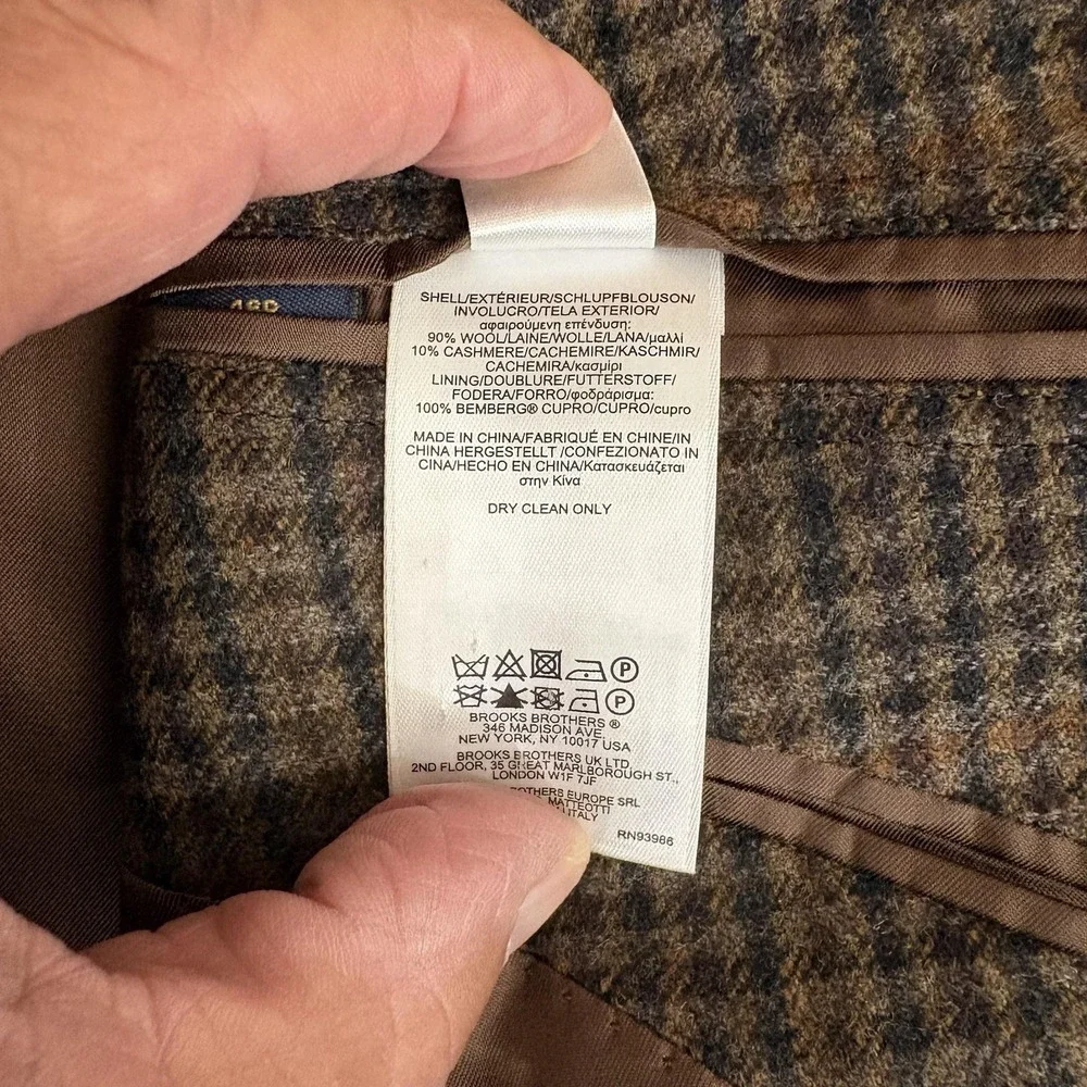 Brooks Brothers Madison Blazer E Thomas Wool Houndstooth Check 46R
